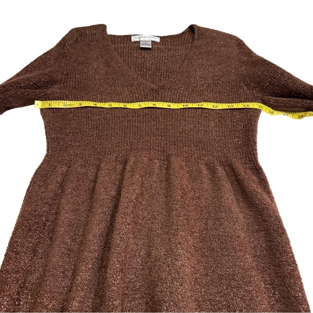 Newport News Brown Metallic Dress Size Small Balloon Sleeves Fit and Flare NWOT - Picture 9 of 13